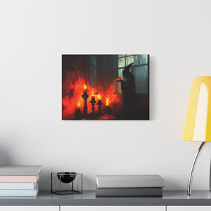 Spooky Halloween Canvas Print, Witch Decor, Haunted House Art, Creepy Wall Art, Fall Home Decor