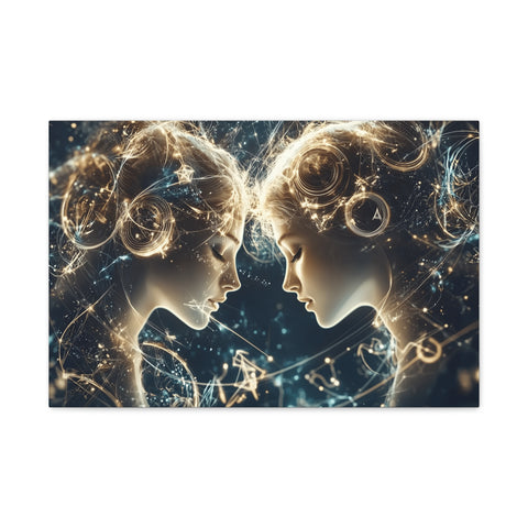Celestial Gemini Canvas Print, Cosmic Art, Home Decor, Gift for Her, Astrology Wall Art, Unique Artwork, Gallery Wall