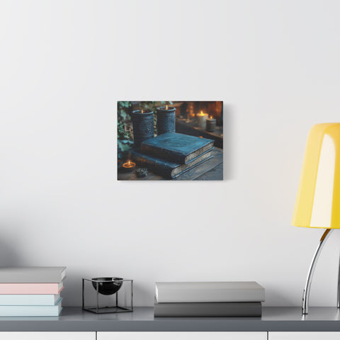 Mystical Book Canvas Art, Enchanted Decor, Gothic Wall Art, Dark Academia Home Decor, Candlelight Aesthetic