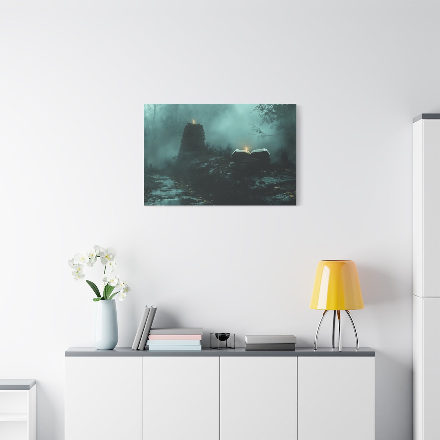 Mystical Book Canvas Art, Enigmatic Wall Decor, Fantasy Themed Home Decor, Gift for Book Lovers, Unique Art Piece, Wall Art for Halloween