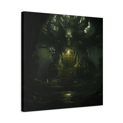 Mystical Forest Canvas Wall Art, Fantasy Decor, Enchanted Home, Gift for Nature Lovers, Dark Aesthetic Room Decor, Gothic Artwork