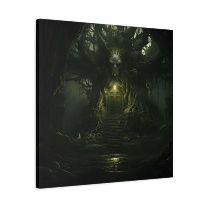 Mystical Forest Canvas Wall Art, Fantasy Decor, Enchanted Home, Gift for Nature Lovers, Dark Aesthetic Room Decor, Gothic Artwork
