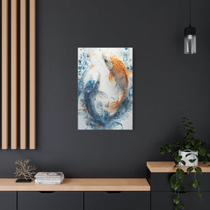 Artistic Koi Canvas, Home Decor, Gift Idea, Asian Wall Art, Unique Art Piece