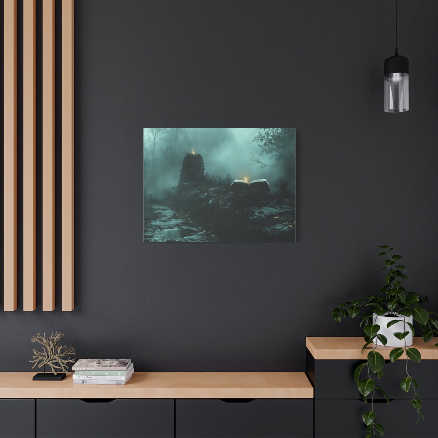 Mystical Book Canvas Art, Enigmatic Wall Decor, Fantasy Themed Home Decor, Gift for Book Lovers, Unique Art Piece, Wall Art for Halloween
