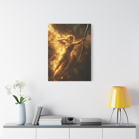 Golden Archer Canvas Print, Celestial Wall Art, Inspirational Home Decor, Rustic Gift, Fantasy Artwork