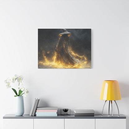 Canvas Wall Art, Fantasy Decor, Wizard Artwork, Fire Theme, Mystical Home Accent