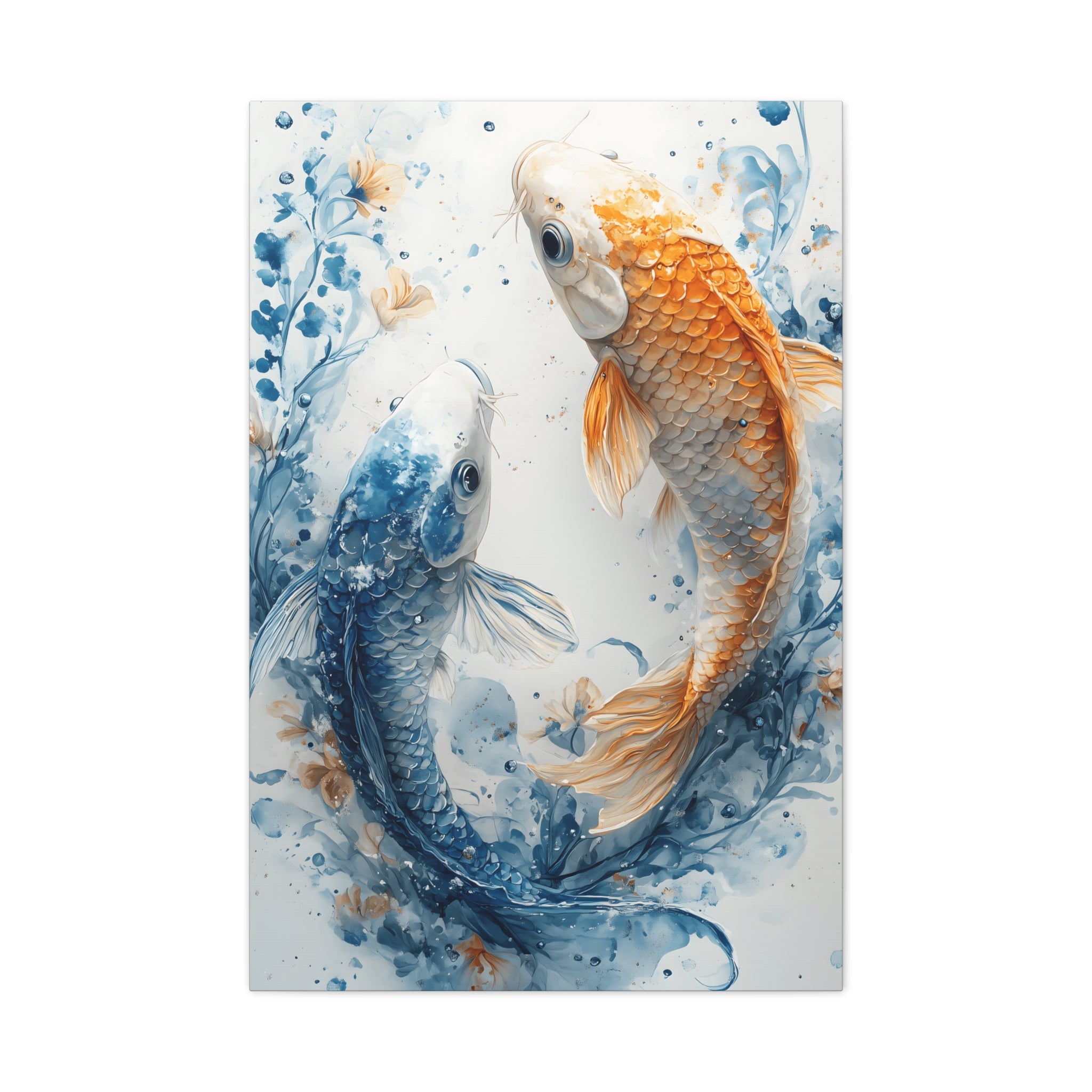 Artistic Koi Canvas, Home Decor, Gift Idea, Asian Wall Art, Unique Art Piece