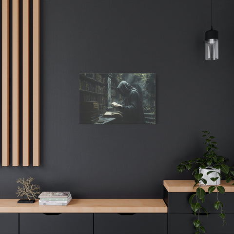 Mysterious Library Canvas Print, Dark Academia Wall Art, Book Lover Gift, Gothic Home Decor, Reading Nook Decoration, Unique Wall Art