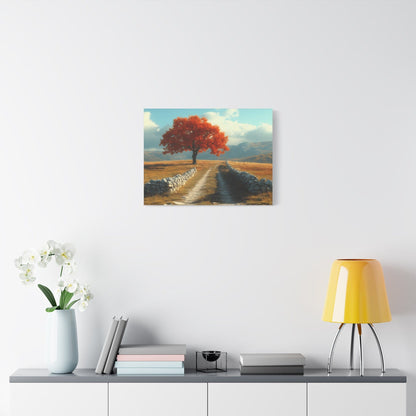 Vibrant Landscape Canvas Art, Nature Wall Decor, Red Tree Print, Home Decor, Gift for Nature Lovers