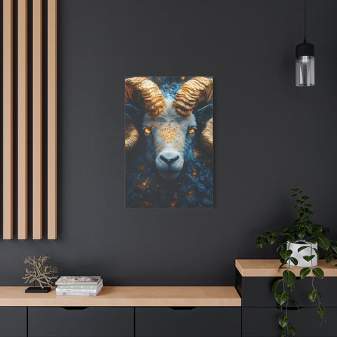 Stretched Canvas Wall Art Featuring Mystical Ram Design, Perfect for Home Decor, Art Lovers, Nature Enthusiasts, Gift Idea
