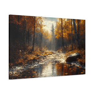 Autumn Landscape Canvas Wall Art, Cozy Fall Decor, Nature Print for Home, Rustic Living Room Artwork, Gift for Nature Lovers