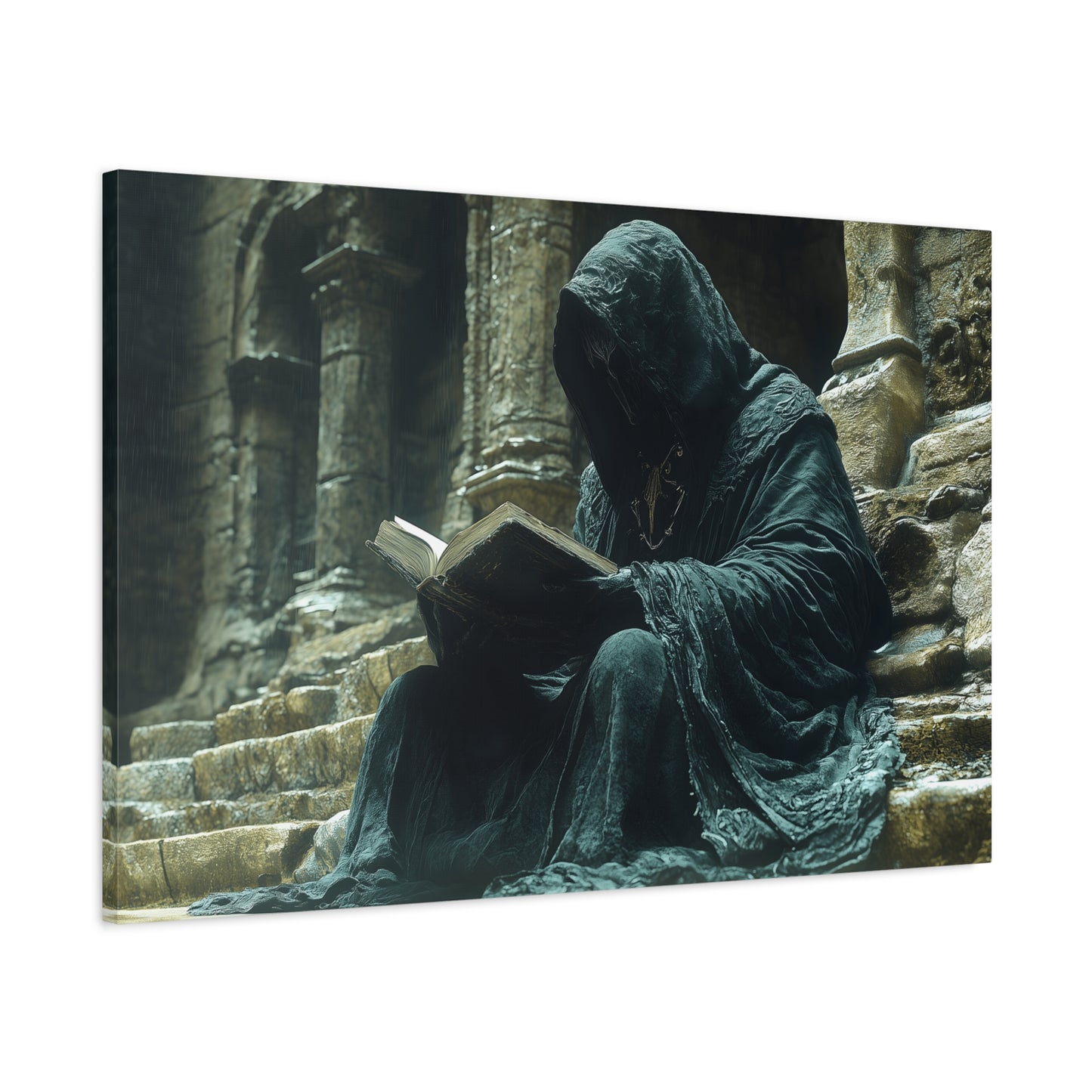 Mystical Monk Stretched Canvas Art, Dark Fantasy Wall Decor, Esoteric Home Decor, Unique Gifts for Art Lovers, Spiritual Artwork