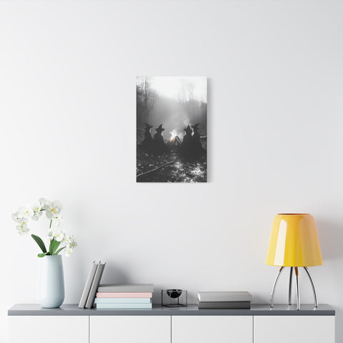 Mystical Witch Campfire Canvas Art, Boho Wall Decor, Halloween Home Decor, Witchy Aesthetic Art, Dark Forest Scene