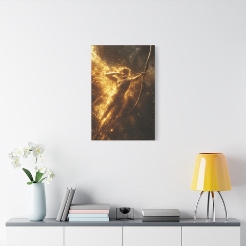 Golden Archer Canvas Print, Celestial Wall Art, Inspirational Home Decor, Rustic Gift, Fantasy Artwork