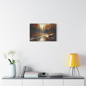 Autumn Landscape Canvas Wall Art, Cozy Fall Decor, Nature Print for Home, Rustic Living Room Artwork, Gift for Nature Lovers