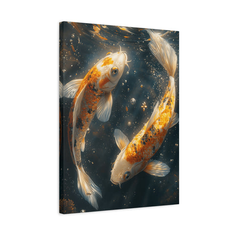 Serene Koi Canvas Print, Aquatic Art, Home Decor, Meditation Gift, Nature Wall Art, Zen Decor, Fish Artwork