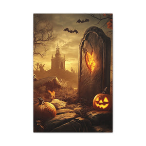 Halloween Canvas Art Print, Spooky Decor for Fall, Haunted House Wall Art, Perfect for Halloween, Autumn Decorations