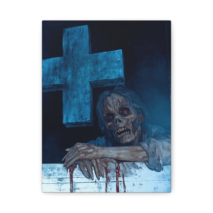 Macabre Zombie Wall Art Canvas, Horror Home Decor, Spooky Room Decoration, Unique Halloween Gift, Creepy Artwork for Living Room