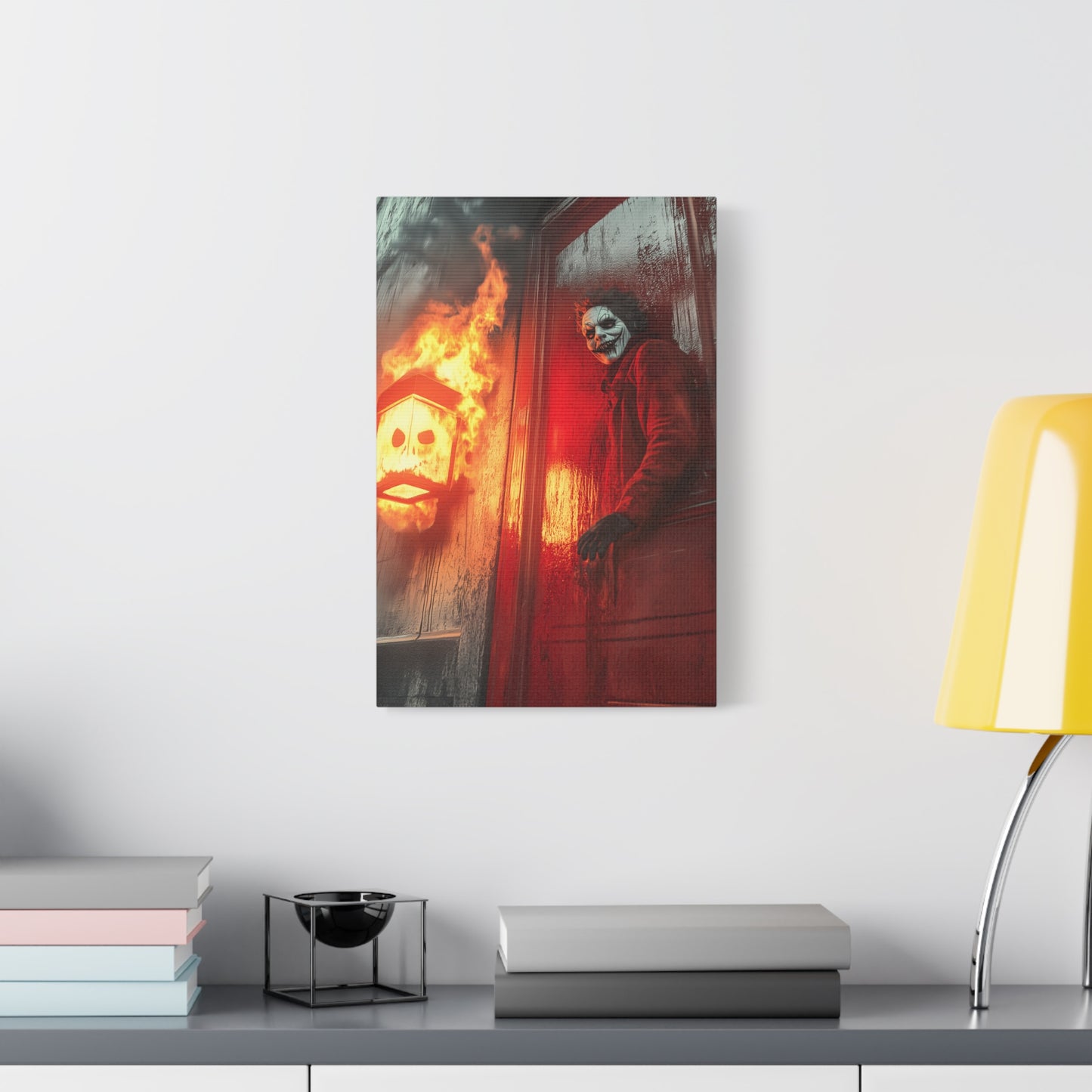 Halloween Horror Art Print, Spooky Home Decor, Creepy Wall Art, Unique Gift for Haunted House Lovers, Matte Canvas Artwork