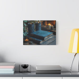 Mystical Book Canvas Art, Enchanted Decor, Gothic Wall Art, Dark Academia Home Decor, Candlelight Aesthetic