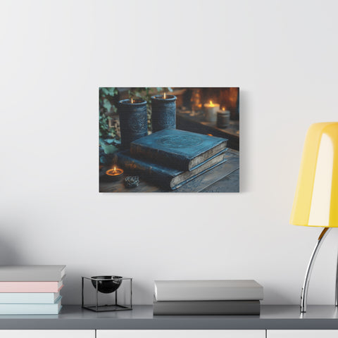 Mystical Book Canvas Art, Enchanted Decor, Gothic Wall Art, Dark Academia Home Decor, Candlelight Aesthetic