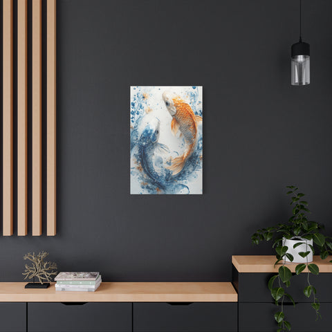 Artistic Koi Canvas, Home Decor, Gift Idea, Asian Wall Art, Unique Art Piece