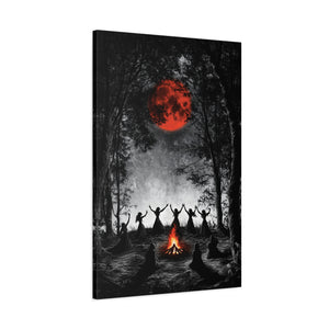 Mystical Campfire Canvas Print, Art Decor for Witchcraft, Halloween Nights, Boho Style, Unique Home Decoration, Gift for Spiritual Seekers