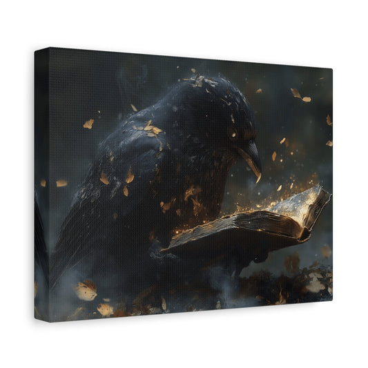 Mystical Raven Canvas Art Print, Gothic Wall Decor, Witchy Home Aesthetic, Unique Gift, Dark Fantasy Decoration