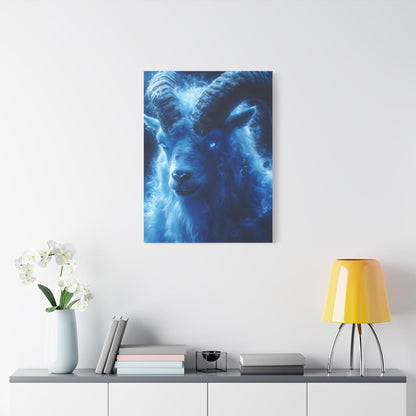Majestic Blue Ram Canvas Print, Animal Wall Art, Home Decor, Gift for Nature Lovers, Unique Art Piece
