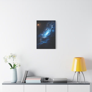 Cosmic Canvas Wall Art, Galaxy Decor, Space Home Decoration, Blue Nebula Print, Stretched Artwork for Bedroom