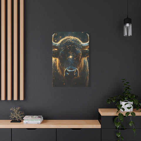 Cosmic Bull Canvas Art, Wall Décor, Home Office Artwork, Unique Gift, Rustic Vibe, Animal Lover Decor