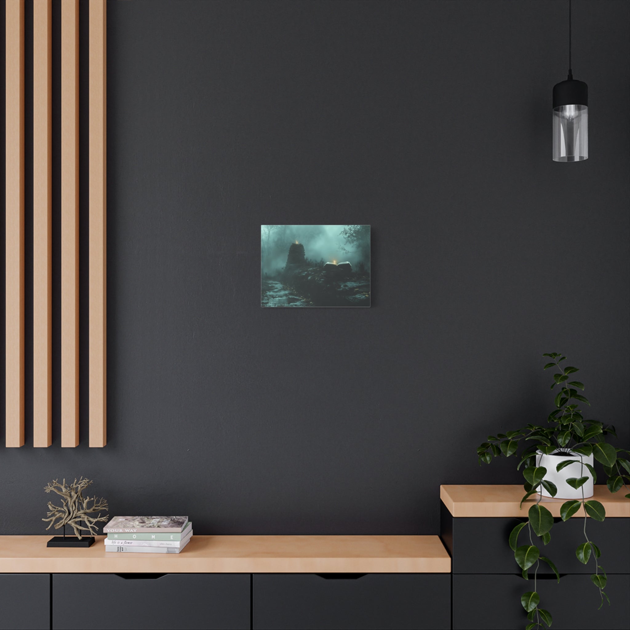Mystical Book Canvas Art, Enigmatic Wall Decor, Fantasy Themed Home Decor, Gift for Book Lovers, Unique Art Piece, Wall Art for Halloween
