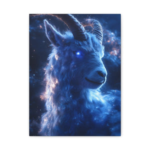 Cosmic Goat Canvas Art, Galactic Animal Decor, Wall Hanging for Home or Office, Unique Gift for Animal Lovers, Space Theme Art