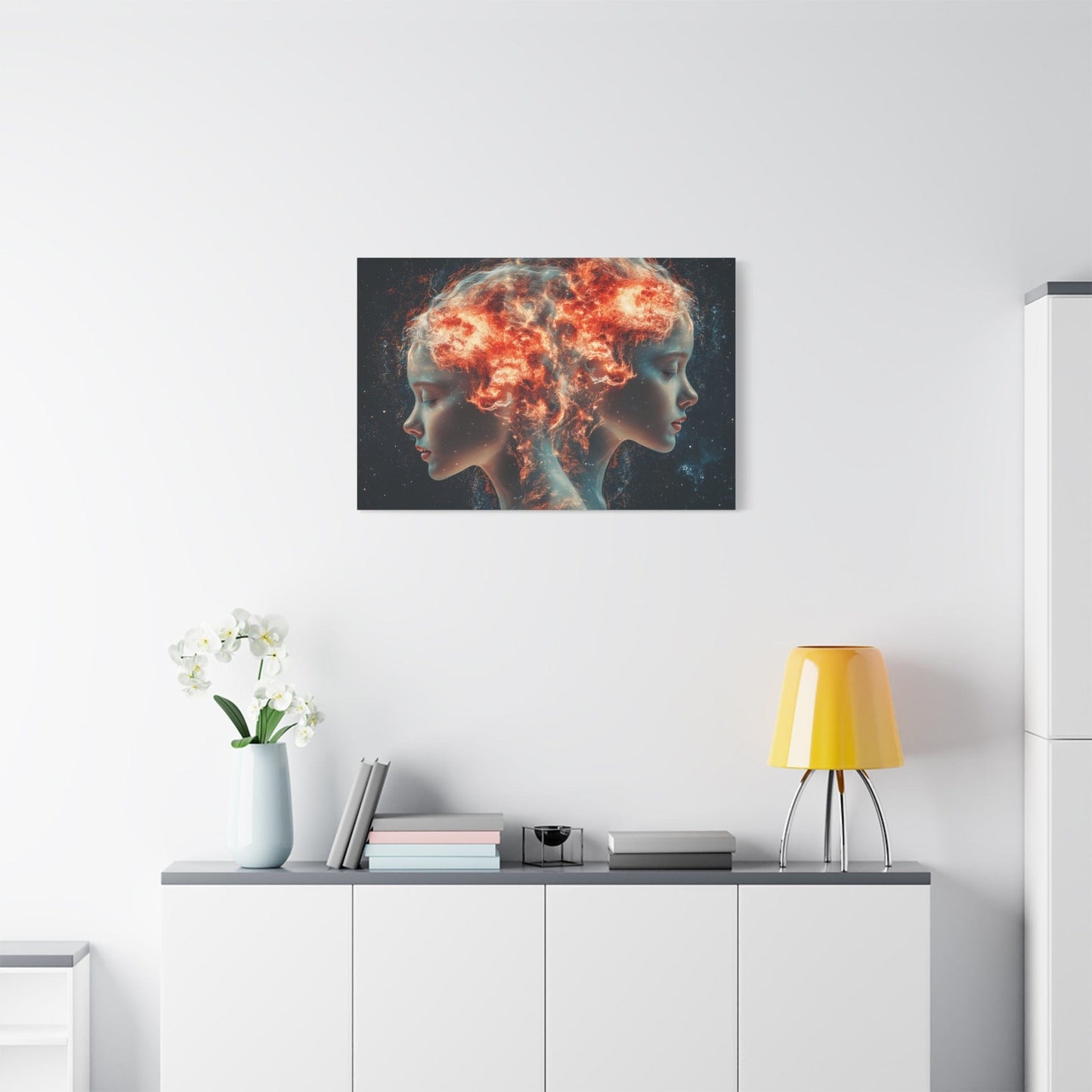 Celestial Portrait Canvas Art, Cosmic Wall Decor, Mystical Home Aesthetic, Gift for Art Lovers, Unique Space-Inspired Artwork