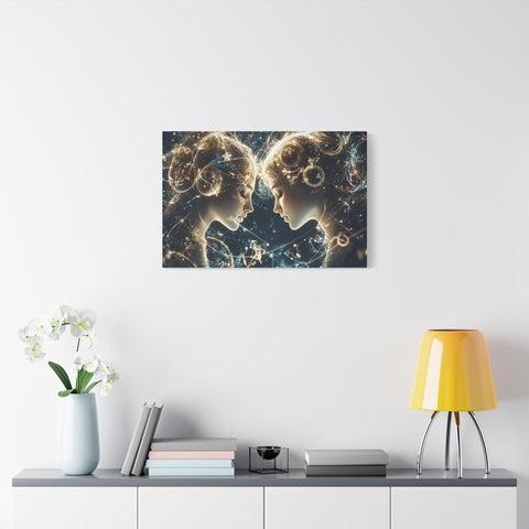 Celestial Gemini Canvas Print, Cosmic Art, Home Decor, Gift for Her, Astrology Wall Art, Unique Artwork, Gallery Wall