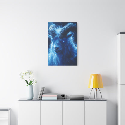 Majestic Blue Ram Canvas Print, Animal Wall Art, Home Decor, Gift for Nature Lovers, Unique Art Piece