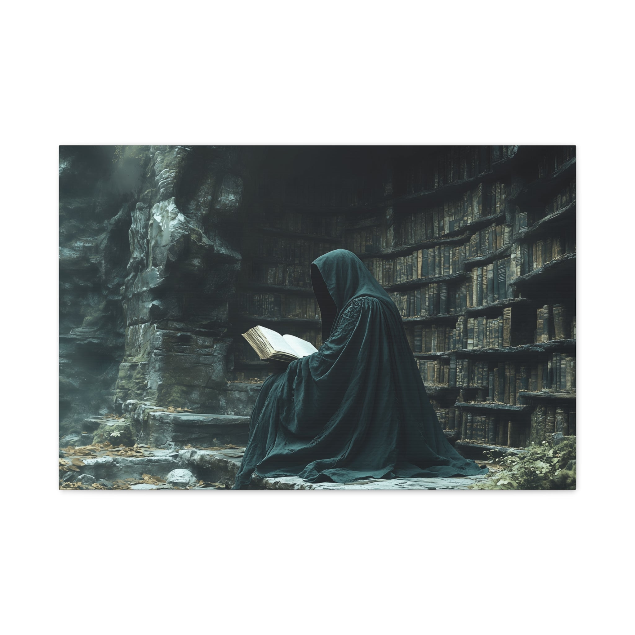 Mystical Reading Wall Art, Canvas Print for Book Lovers, Cozy Home Decor, Fantasy Artwork, Perfect Gift for Readers