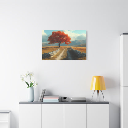 Vibrant Landscape Canvas Art, Nature Wall Decor, Red Tree Print, Home Decor, Gift for Nature Lovers