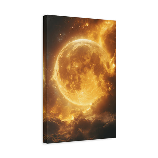 Golden Moon Canvas Wall Art, Celestial Décor for Dreamy Spaces, Perfect for Home, Gift Ideas, Wall Decorations, Astrophotography