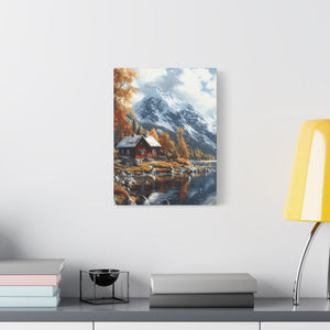 Serene Landscape Canvas Wall Art, Nature Decor, Fall Aesthetic Home Decor, Cozy Cabin Artwork, Mountain Scene Print