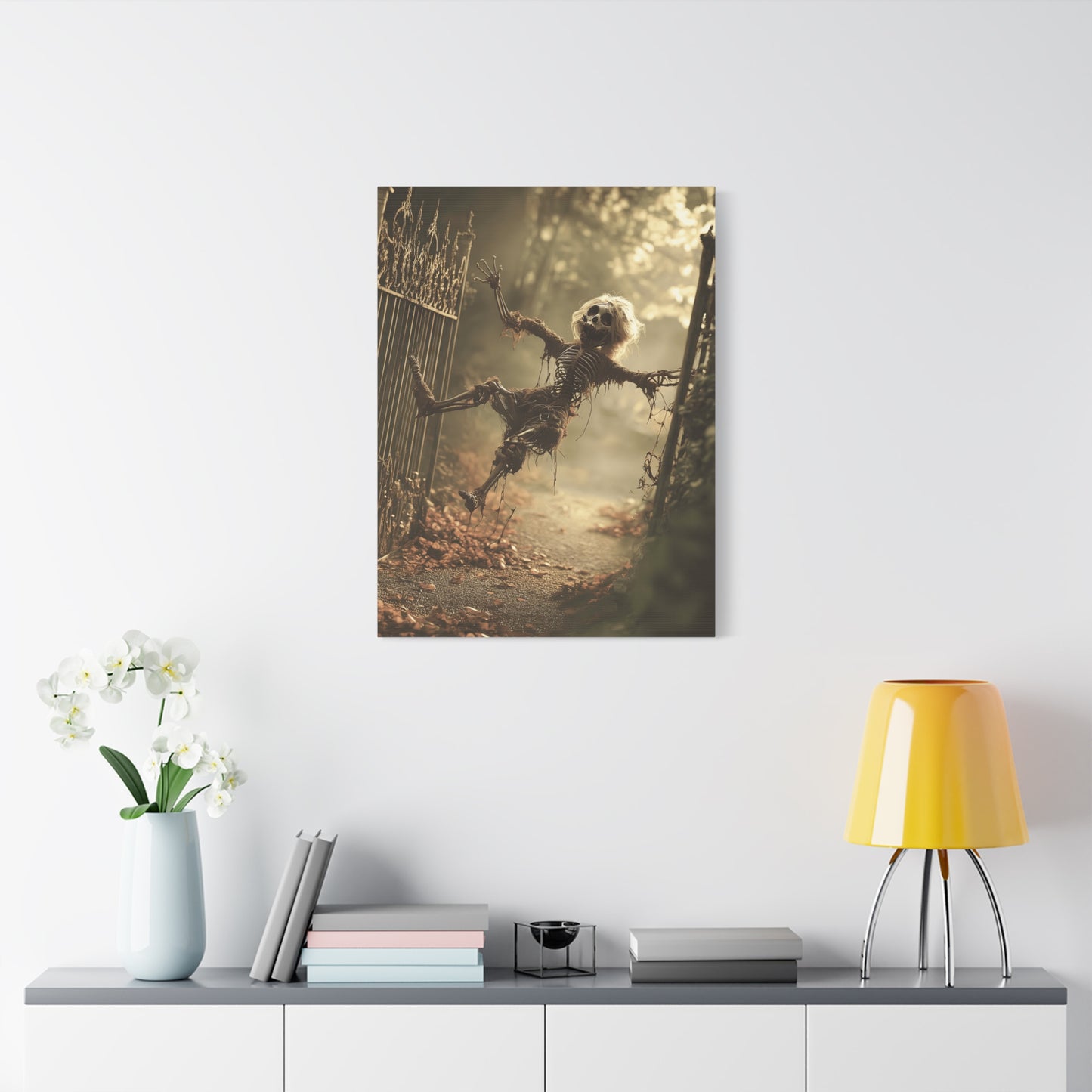 Halloween Skeleton Canvas Wall Art, Spooky Home Decor, Ghoulish Gift, Autumn Decoration, Creepy Wall Hanging