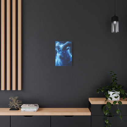 Majestic Blue Ram Canvas Print, Animal Wall Art, Home Decor, Gift for Nature Lovers, Unique Art Piece
