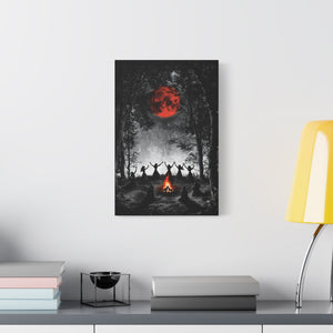 Mystical Campfire Canvas Print, Art Decor for Witchcraft, Halloween Nights, Boho Style, Unique Home Decoration, Gift for Spiritual Seekers
