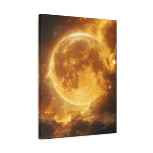 Golden Moon Canvas Wall Art, Celestial Décor for Dreamy Spaces, Perfect for Home, Gift Ideas, Wall Decorations, Astrophotography