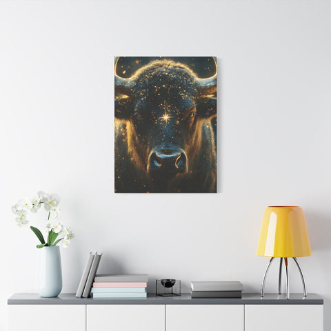 Cosmic Bull Canvas Art, Wall Décor, Home Office Artwork, Unique Gift, Rustic Vibe, Animal Lover Decor