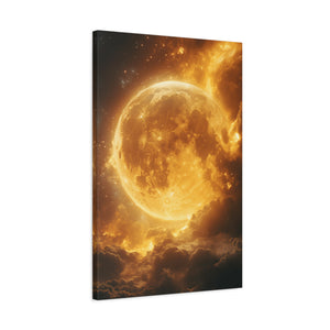 Golden Moon Canvas Wall Art, Celestial Décor for Dreamy Spaces, Perfect for Home, Gift Ideas, Wall Decorations, Astrophotography