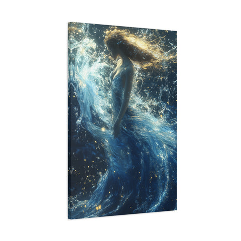 Canvas Wall Art - Mystical Water Goddess, Ethereal Decor for Home, Unique Gift for Art Lovers, Nautical Theme, Ocean Inspired