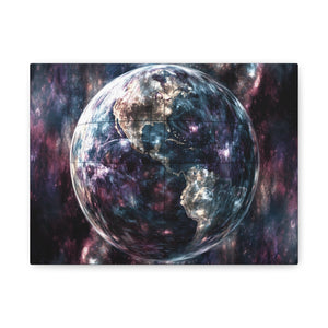 Stretched Canvas Wall Art, Cosmic Earth Design, Home Decor, Modern Art, Gift for Space Lovers, Galaxy Artwork