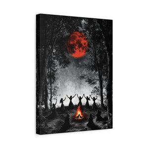Mystical Campfire Canvas Print, Art Decor for Witchcraft, Halloween Nights, Boho Style, Unique Home Decoration, Gift for Spiritual Seekers