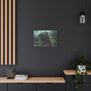 Mystical Book Stack Canvas Art, Enchanted Wall Decor, Literary Home Decor, Cozy Living Room Art, Nature Aesthetic
